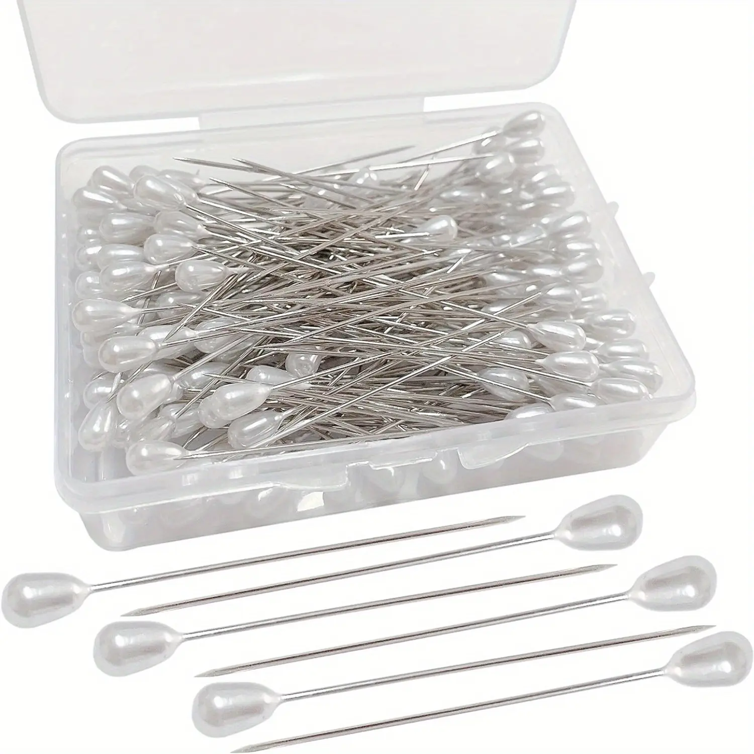 100 pcs Pins Teardrop Pearl Head Pins Bouquet White Straight Head Pins for DIY Crafts Jewelry Making Sewing Accessories And Supplies Wedding Flower Decorations