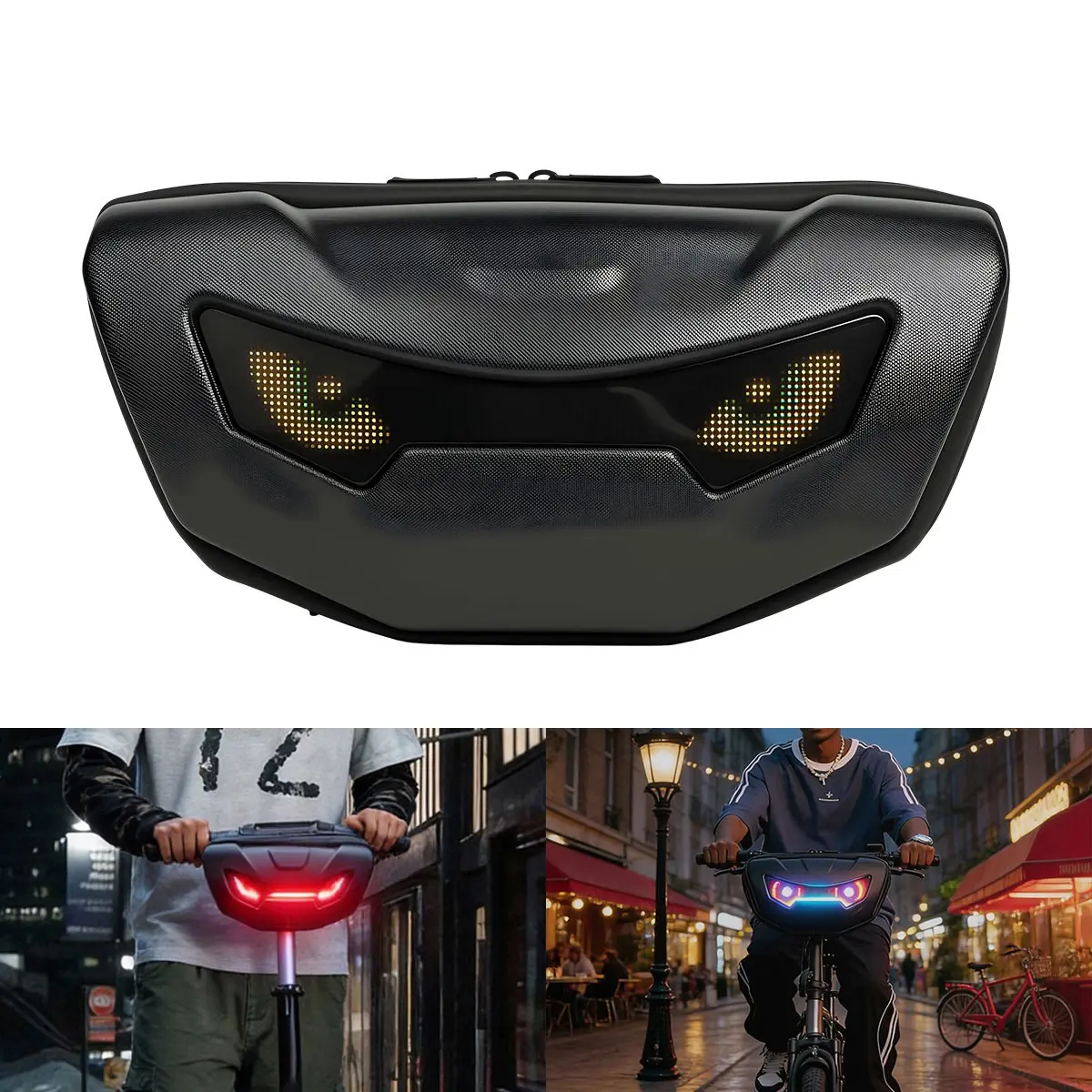 Large Capacity Sports Leisure Cycling Bag, Daily Commute Backpack, APP Screen Display, USB Smart Bag for Scooter Bicycle Balance Bike, Led Smart Color Screen
