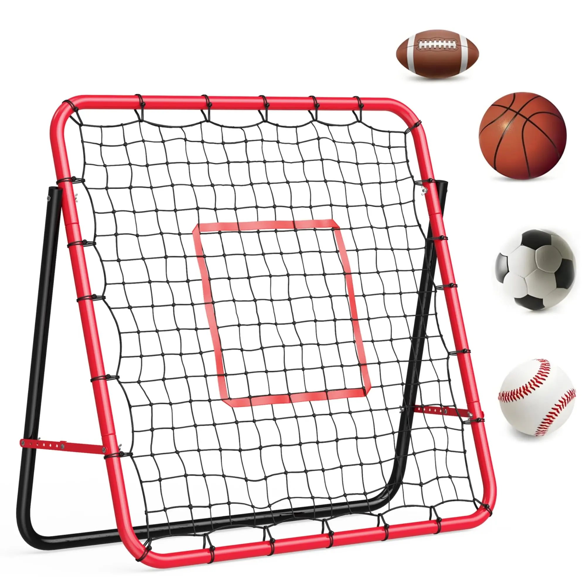 6x4 FT Adjustable Soccer Rebounder Net, Heavy Duty Rustproof Iron Frame Football Rebound Net, Easy Assembly Training Equipment For Backyard & Field