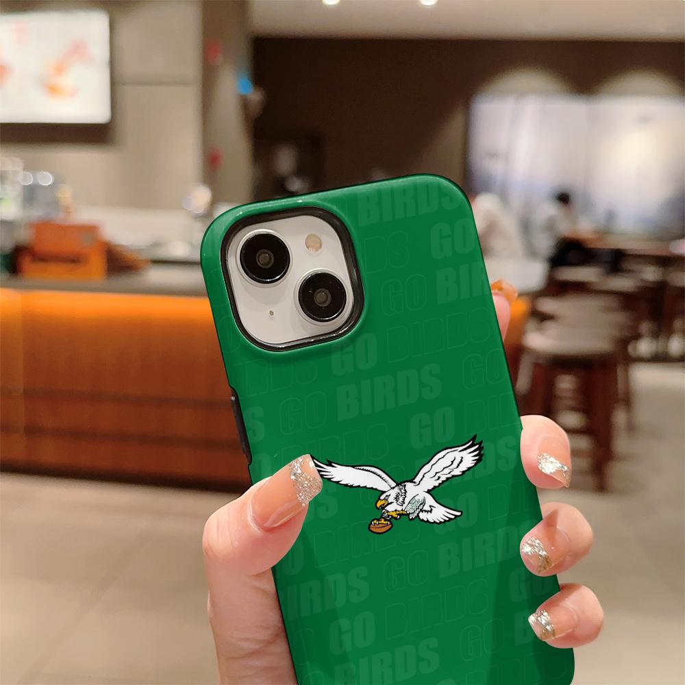 Go Eagles Football Phone Case , Shockproof Rugged Cover Dual Layer Soft TPU Hard Bumper Hard Shell for iPhone 11 12 13 14 15 16 17 Pro Max Plus Air X XR 7 8 XSMAX