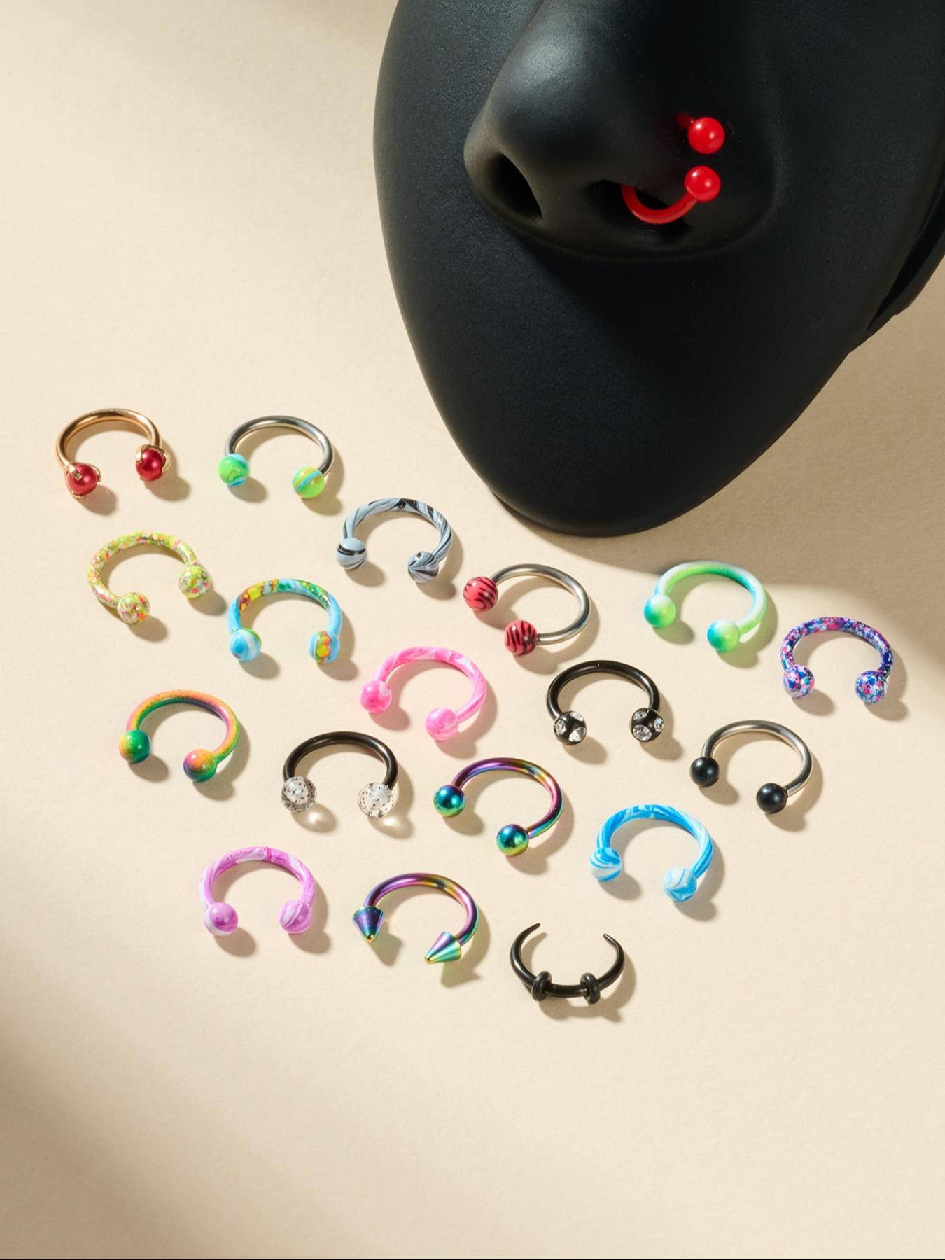 Stainless Steel Nose Ring, Horseshoe Design, Septum Piercing, Hypoallergenic Piercing Jewelry for Men & Women, Halloween Festival Accessories