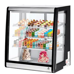 High-Visibility Refrigerated Display Case – 196L (6.9 Cu.Ft.) Commercial Countertop Fridge – Double-Layer Tempered Glass – Interior LED Lighting – Sliding Rear Door