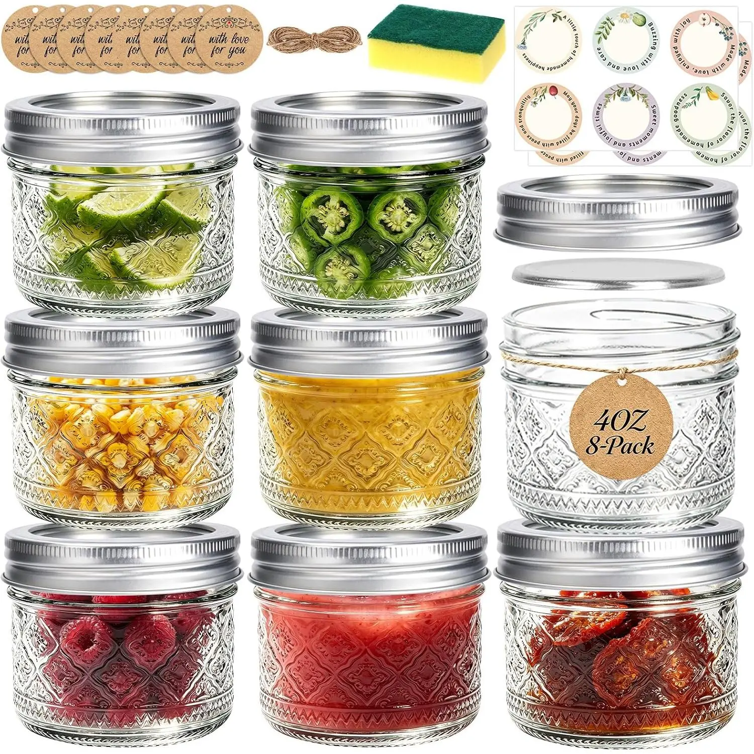 STARDISDE 4oz Small Glass Mason Jars 8-Pack, Canning Jars with  | Airtight Split ,  Glass, Dishwasher Safe, for Jams, Jelly, Honey, Spices, DIY Crafts, Wedding Favors, Gifts