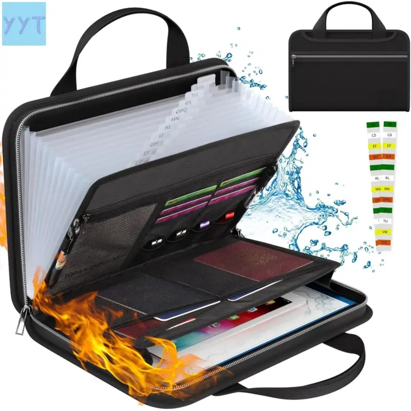 YYT1 Fireproof File Folder with Handle Organizer A4 File Bag, Test Paper Folder Document Holder