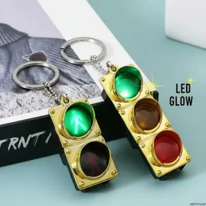 2026 Trendy Two-Pack Mini Electronic Traffic Light Keychain, LED Flashing Pedestrian Light Charm, Cute Bag & Backpack Accessories