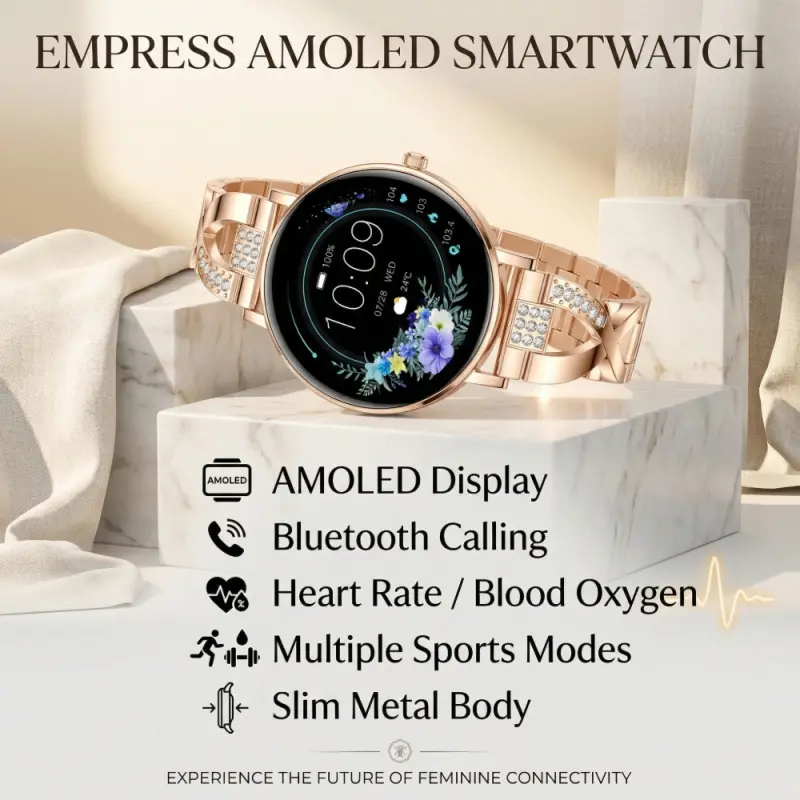 Women's Luxury Smartwatch 1.32-inch AMOLED HD Screen Bluetooth Calling Heart Rate Blood Oxygen Monitoring IP68 Waterproof