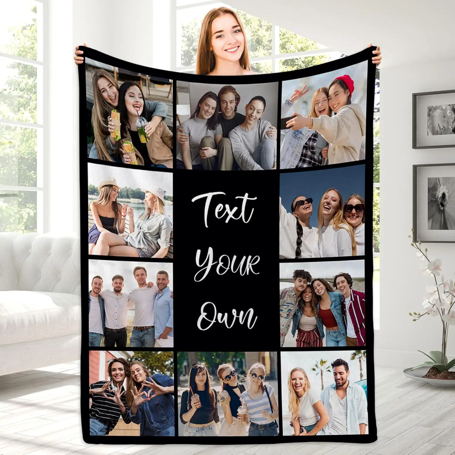 Magimagine Custom Blanket with Photos Text Customized Blanket,Custom Blankets for Mom Dad Couple Girlfriend Boyfriend Wife Husband,Blankets for Fathers Day Birthday,Picture Photo Blanket 10 Photos throw soft flannel