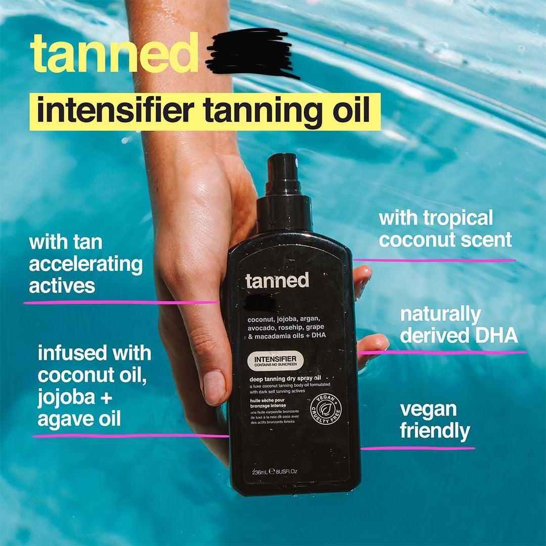 Tanning Oil| Get Tanned Intensifier Dry Spray - Fast Dark Outdoor Tanner from Tan Accelerating Actives, 8 Fl Oz - Moisturizing Oils, No SPF, Vegan Moisturizer Body Care tanning  product Bronze Nourishing Radiant Tinted