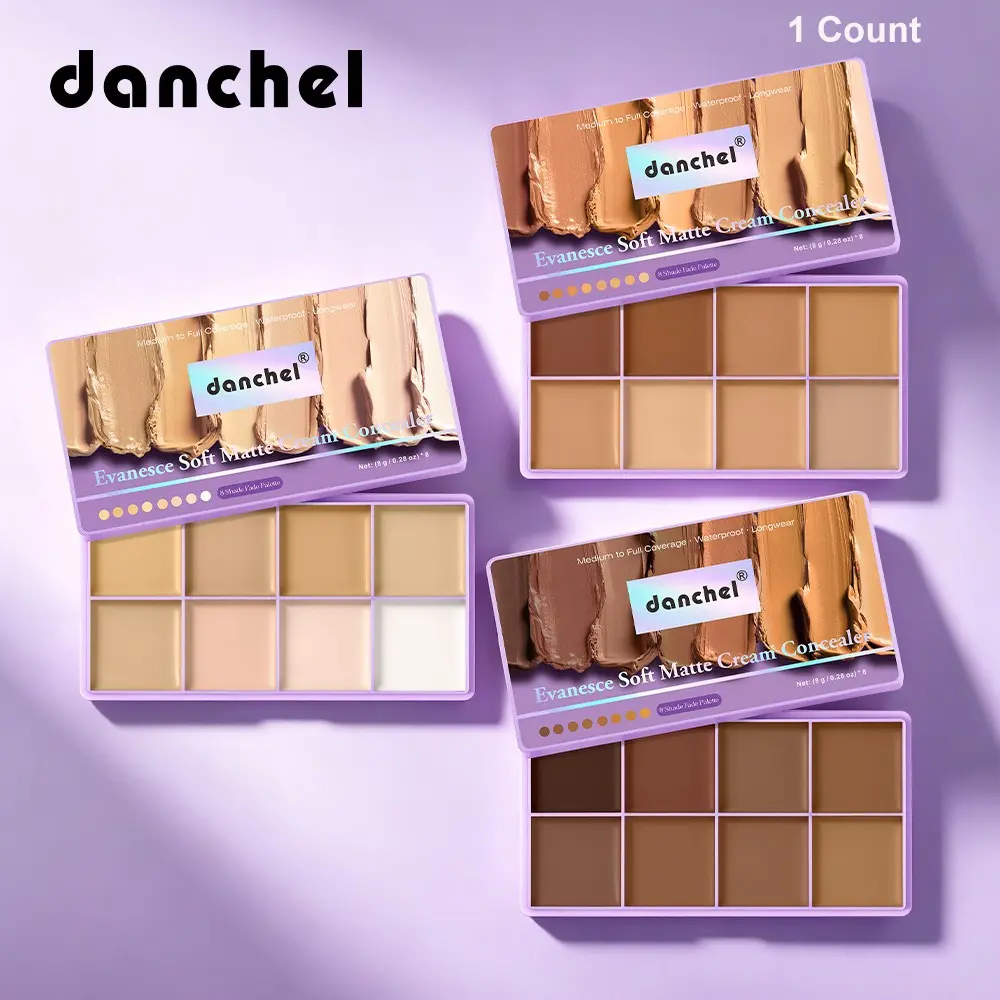 8-Color Matte Concealer Palette, Concealer Highlighter, Multi Use Concealer, Color Correct & Contour Highlighting, Waterproof, Covers Dark Tattoos, Ideal for Daily Commute, Full-Body Coverage, Cosmetic