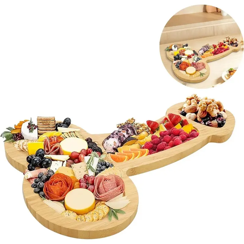 Stylish 16 In Bamboo Charcuterie Board Gift Set - Large 16-inch Bamboo Plate, Lightweight BPA-Free Plates, Accessory-Friendly Layout, Ideal Wedding Gag Gift (Kitchenware Tableware)