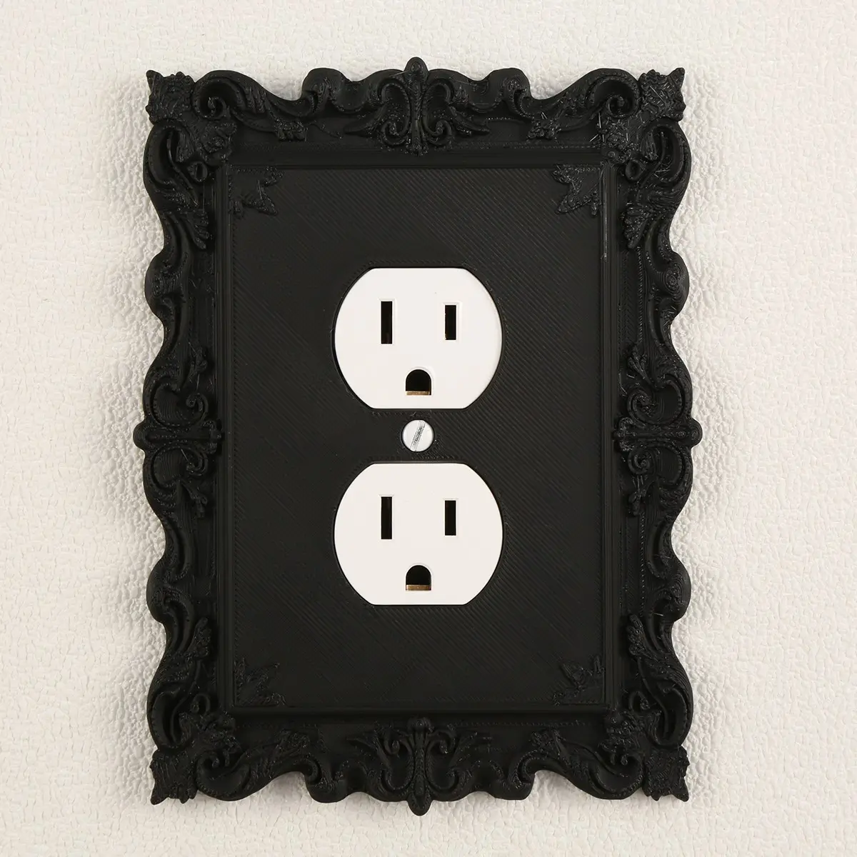 Vintage Framed Scroll Carved Outlet Cover, Rococo Decorative Duplex Socket Wall Panel, Antique Farmhouse Gothic Living Room Home Wall Decoration