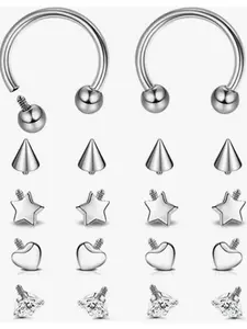 Titanium 16G Surgical Steel Septum Piercing Nose Rings Hoop for Women Horseshoe Shaped Earrings with Internal Thread Daith Tragus Piercing Eyebrow Lip Nipples, Cubic Zirconia, Metal, Titanium