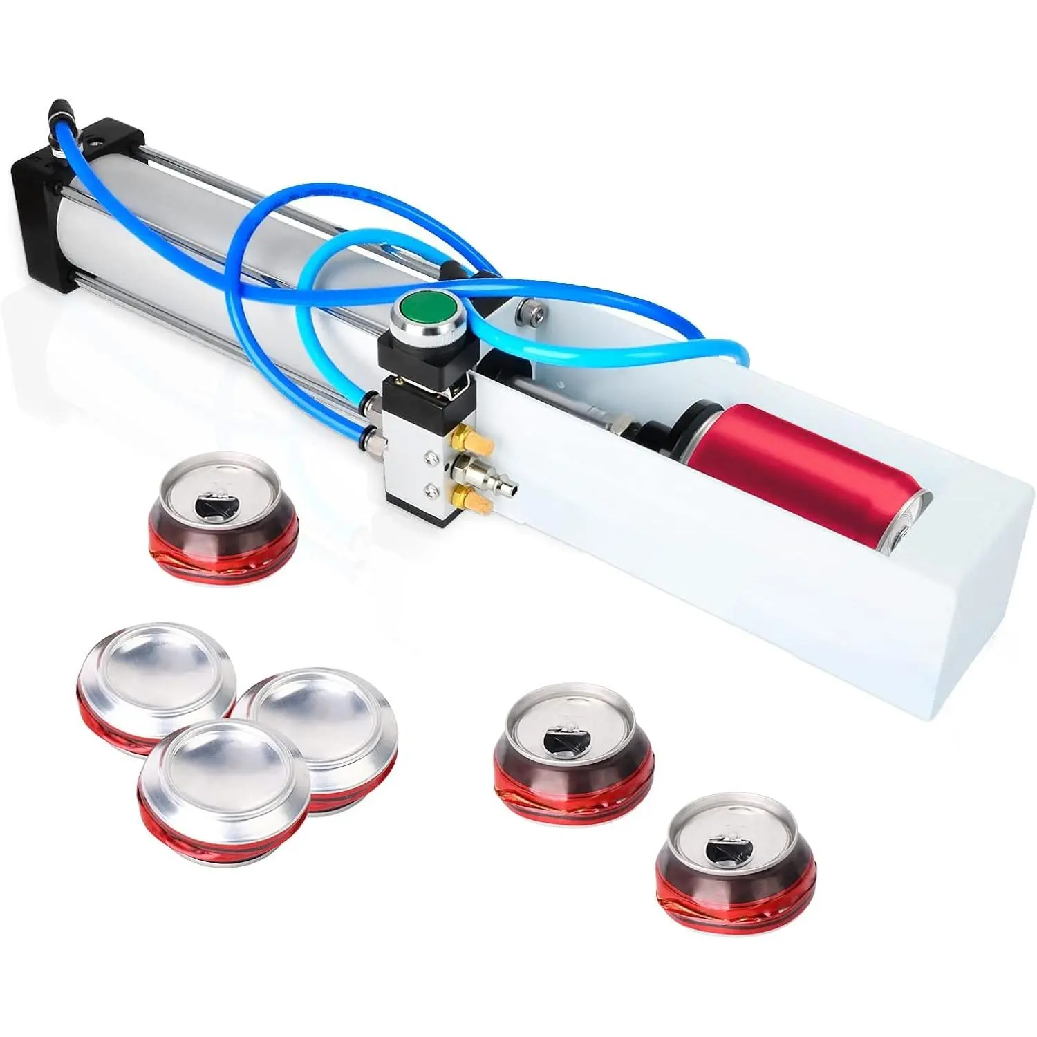 Push Valve Aluminum Can Crusher，Eco-Friendly Recycling Tool，Heavy Duty Pneumatic Cylinder Soda Beer Can Crusher