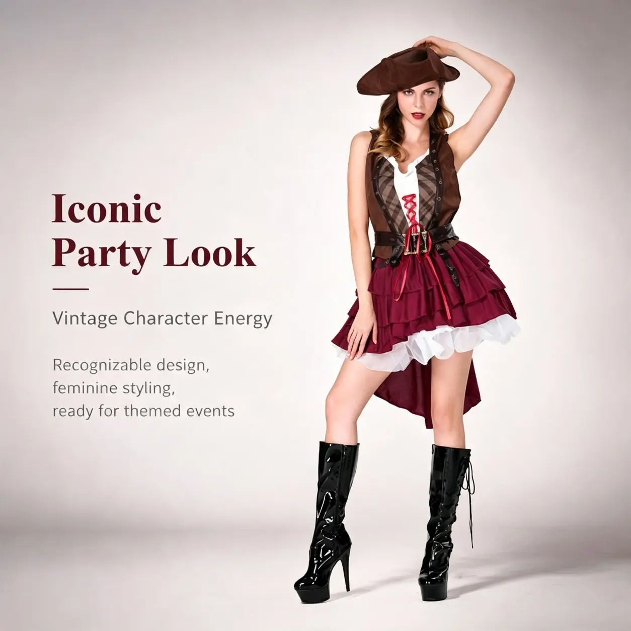 Women's Retro Feminine Lightweight Pirate Costume Set - for Halloween, Carnival Themed Parties, Cosplay with Accessories