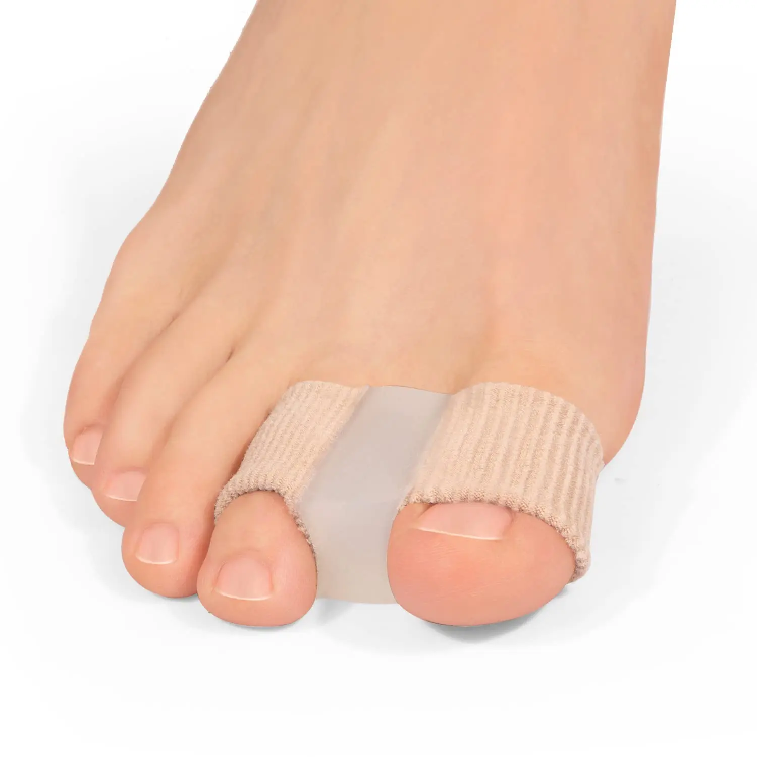 2 PCS Toe Spacers Separators Wicking& Breathable Fabric Bunion Corrector with Gel Lining for Bunion Pain Relief and Overlapping Toe, Gel Bunion Corrector with Double Loops