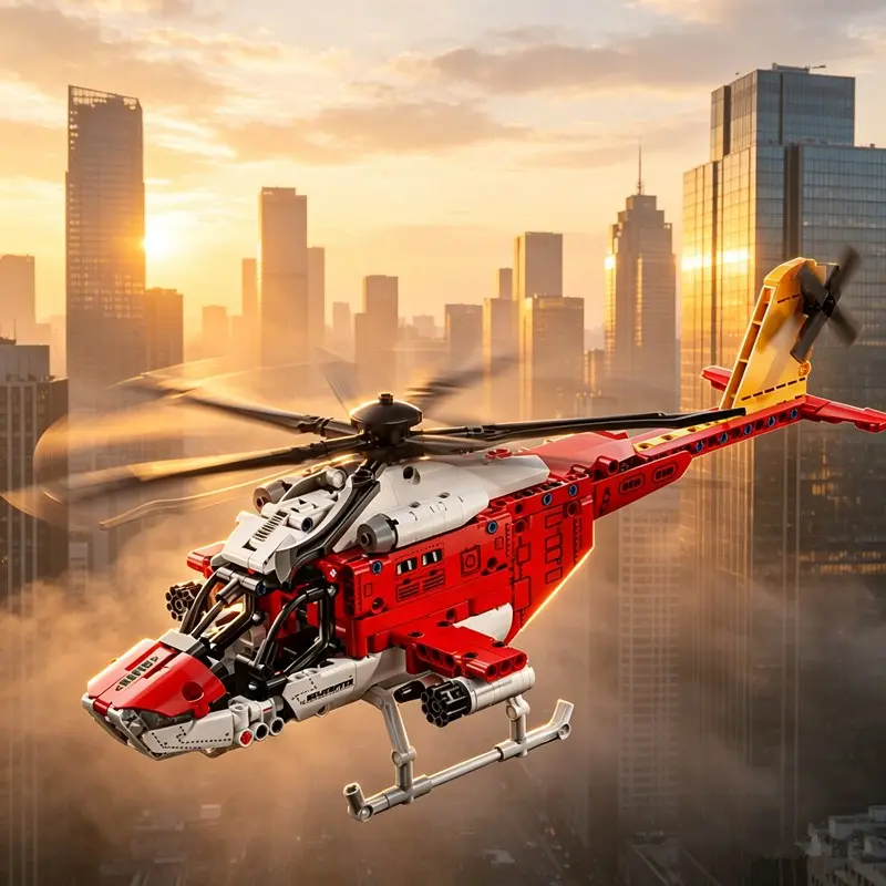 1 Large Scale Aircraft Construction Toy, Red Helicopter Figure Assembly Bricks, Creative Building Blocks, Educational Hobby Building Set for Kids Boys Girls Age 12 14 16 18+, Present 2026 Mega Promotion Deals