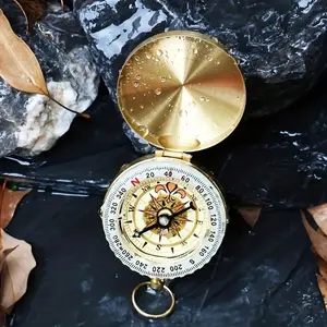 Copper Survival Compass with Night Glow, Waterproof, Enhances Visibility for Camping and Hiking, Essential Night Adventure Tool