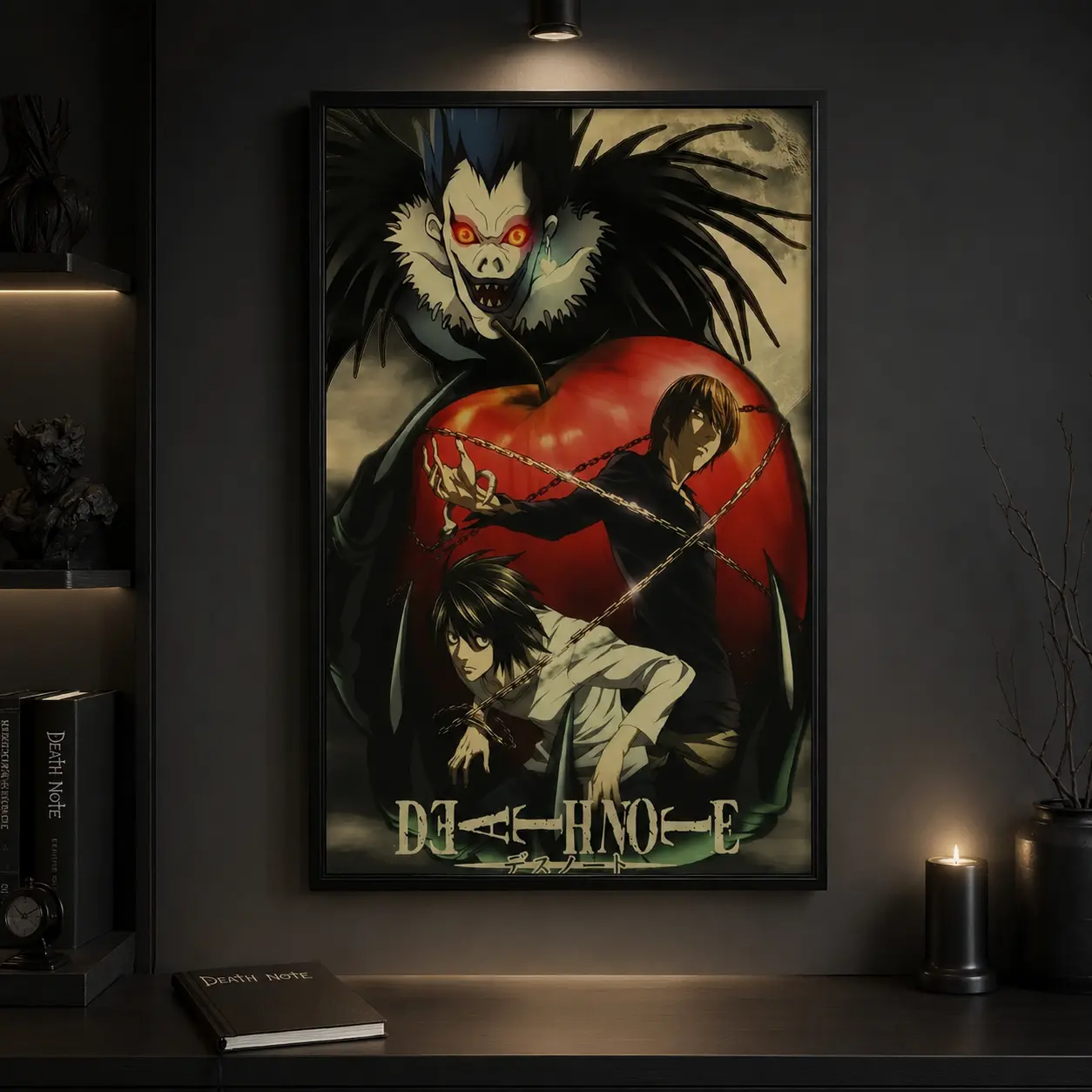 Death Note Anime Cartoon Poster, Death Note L Devil Notes Anime Posters Decor Photo Print Room, Canvas Wall Art Print, Japanese Anime Room Decor for Bedroom Dorm Gaming Room Office, Manga Wall Art Gift for Anime Fans, Otaku Room Decor, Dark Anime Poster