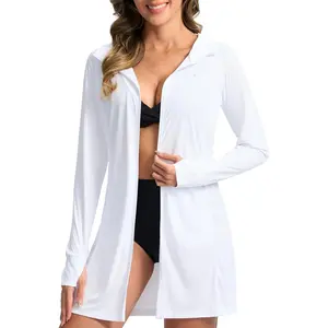 Women’s UPF 50+ Hooded Swim Beach Cover Up |   Lightweight Long Sleeve UV Sun Protection Jacket |   Breathable Outdoor Sun Top for Pool Fishing Travel Vacation
