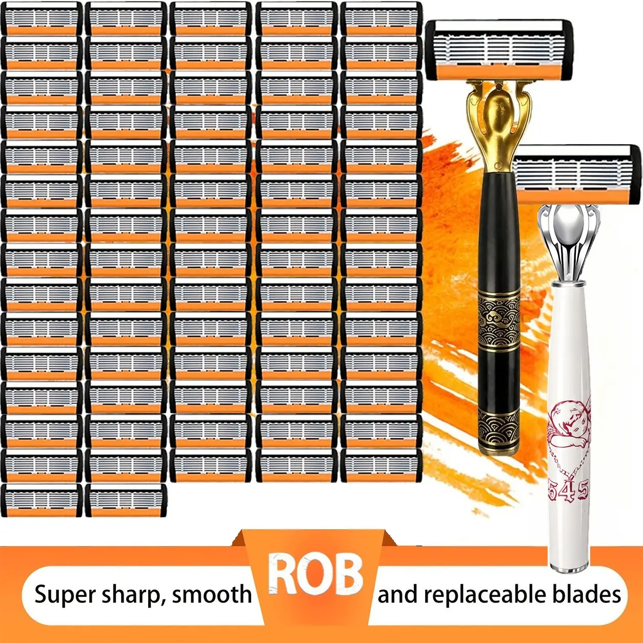 Men's 6-Blade Shaving Set, 2 Premium Handles, 72 Replacement Blades, Ergonomic Non-Slip Grip, Durable Sharp Smooth Blades, Ideal for Daily & Travel Use