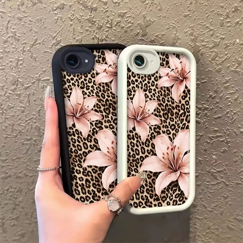 Phone case for iphone 16E 17E TPU Gift Shockproof Leopard Print & Pink Lilies Phone Case Full cover protection Celestial Eye Layered Phone Case ROOJTN2U2