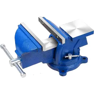 Heavy Duty 5-Inch 360° Swivel Base with Anvil Clamp Cast Steel Table Clamp Woodworking Vice Multipurpose Workbench for Drilling Pipe Cutting Woodworking Blue