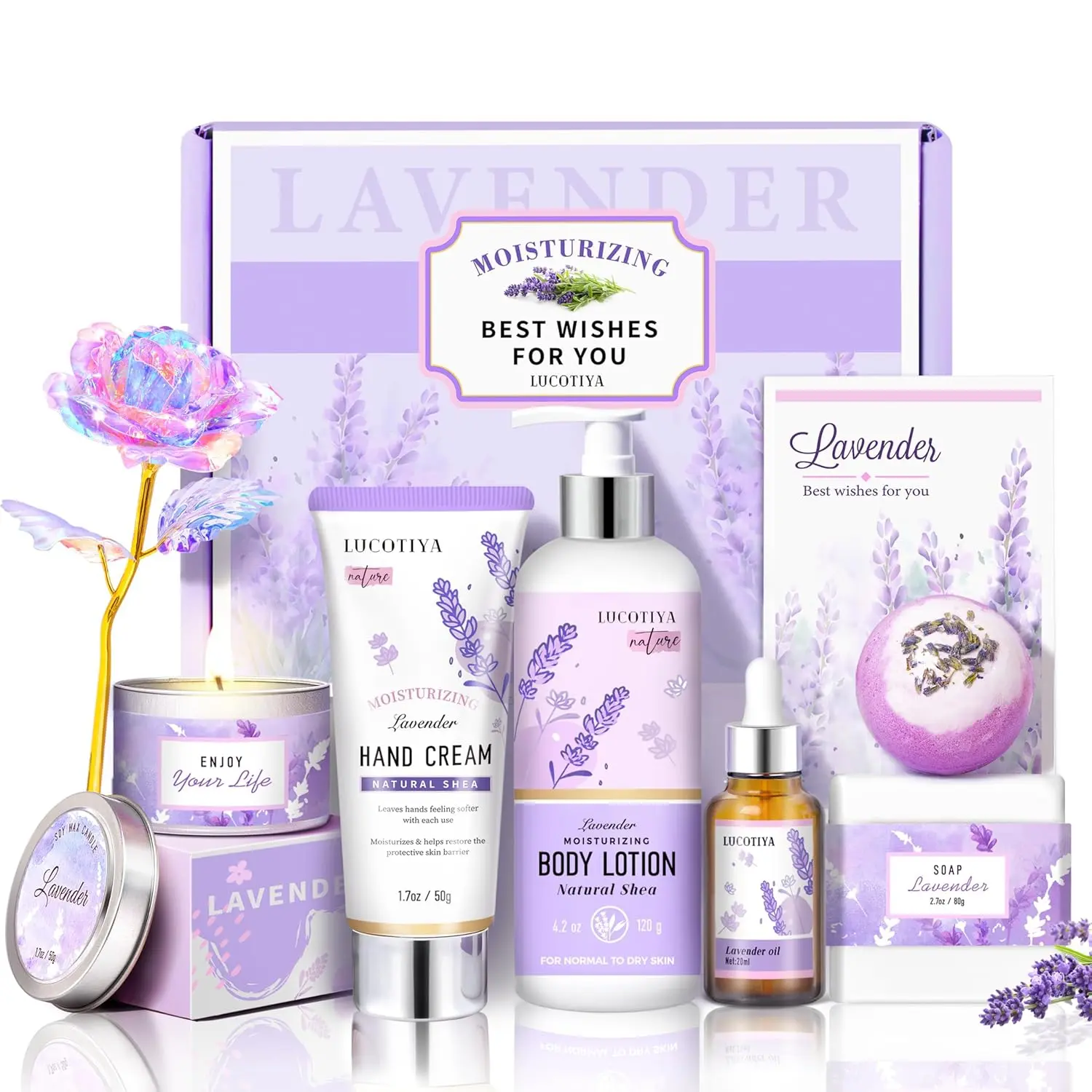 Lavender Spa Body Care Gift-Ready Self-Care Kit - Women's Relaxing Keychain Accessory - Birthday Gift for Her, Spa Theme