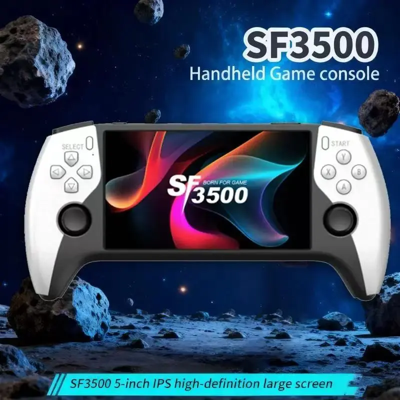 2026 New Sf3500 Upgrade Handheld Game Console, 5-Inch IPS Full HD Screen, 3000mah Long Battery Life, Compact Portable Gaming System