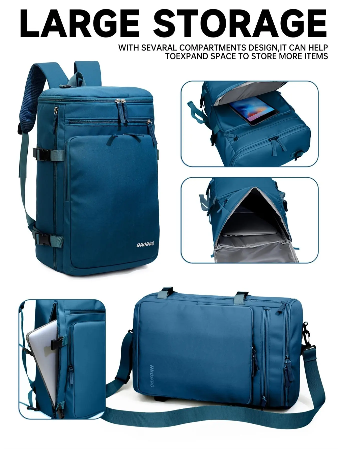 Men's Lightweight Durable Oxford Backpack, Large Capacity Laptop Bag, 15.6" Compartment, Adjustable Straps, Multiple Pockets, Travel Backpack