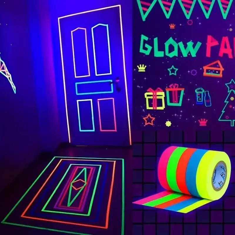 6Pcs/set Tape Fluorescent Tape Self Adhesive Sticker Reactive Black Light Reactive Photography Home Decor DIY Crafts