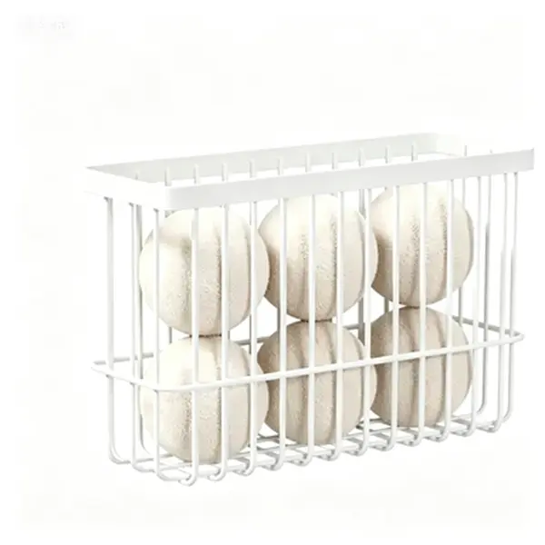 Space-Saving Metal Wall Mount Laundry Room Organizer - Easy-Install Storage Caddy with Strong Magnetic Hold, 2 Installation Options, Reusable Lint Bin Container (Holds 6 Balls, No Balls Included), Two Installation Options