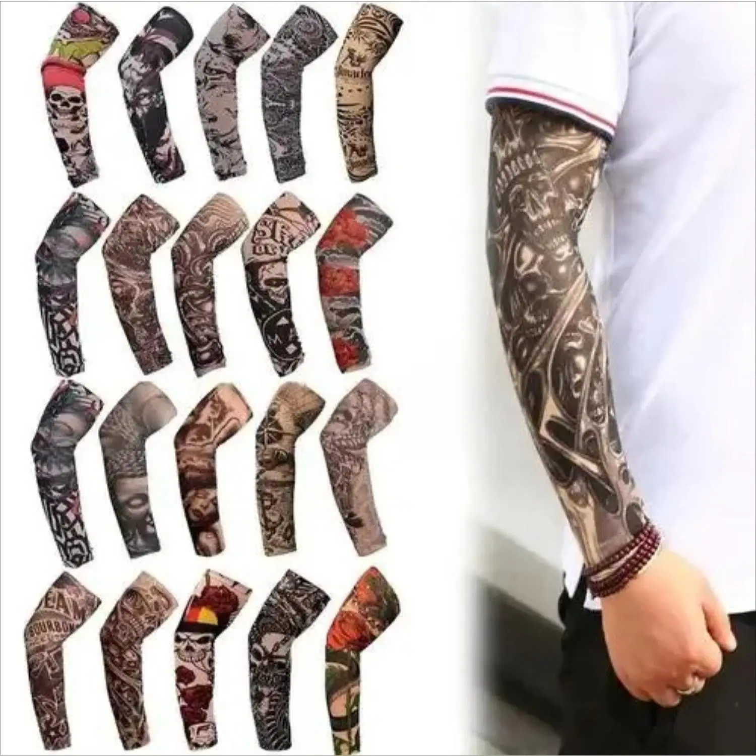 Unisex Cooling UV Sun Protection Arm Sleeves (5 Pairs) - Breathable Compression Comfortable Fit Sport Rashguards for Hiking/Light Outdoor Activities
