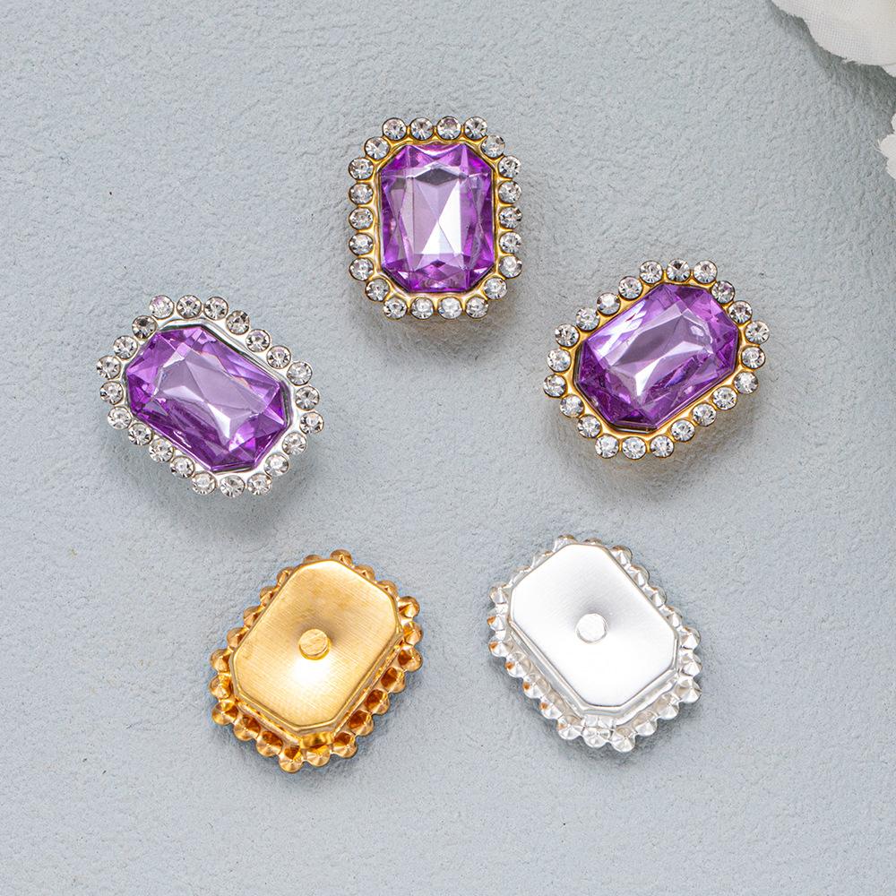 Adhesive DIY hand-sewn rectangular double-layer bow hardware for Crocs shoes and bags accessories