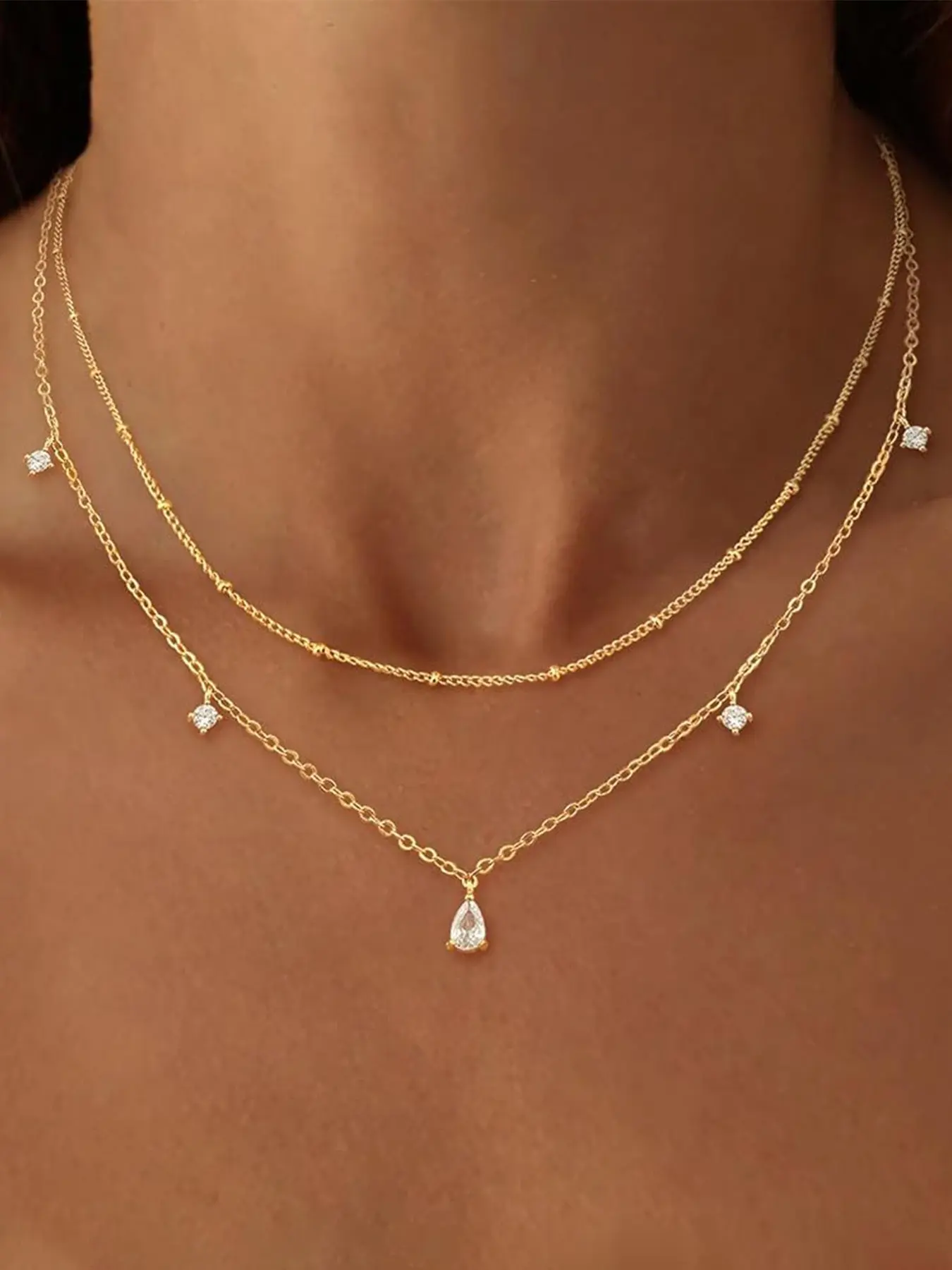 Layered Necklaces For Women,Dainty Gold Plated Necklace Stack Prom Layering Necklaces For Women Trendy Chain Cross Choker Necklace Set Fashion Accessories Stackable Chains