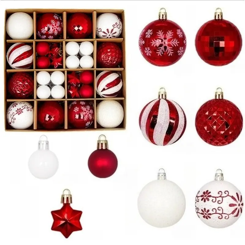 44Pcs Christmas Tree Balls Ornament Set, Multicolor Shatterproof Plastic Hanging Ball Decorations for Holiday Christmas Party & Home