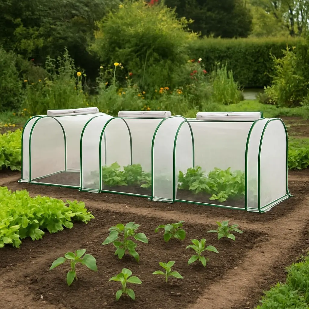 Heavy Duty Walk-in Outdoor Greenhouse with Large Reinforced Iron Frame, Roll-Up Zipper Door, UV-Resistant PE Cover, Enhanced Adjustable Ventilation, Polycarbonate & Polyvinyl Chloride (PVC) Components for Growing Vegetables in Garden, Yard