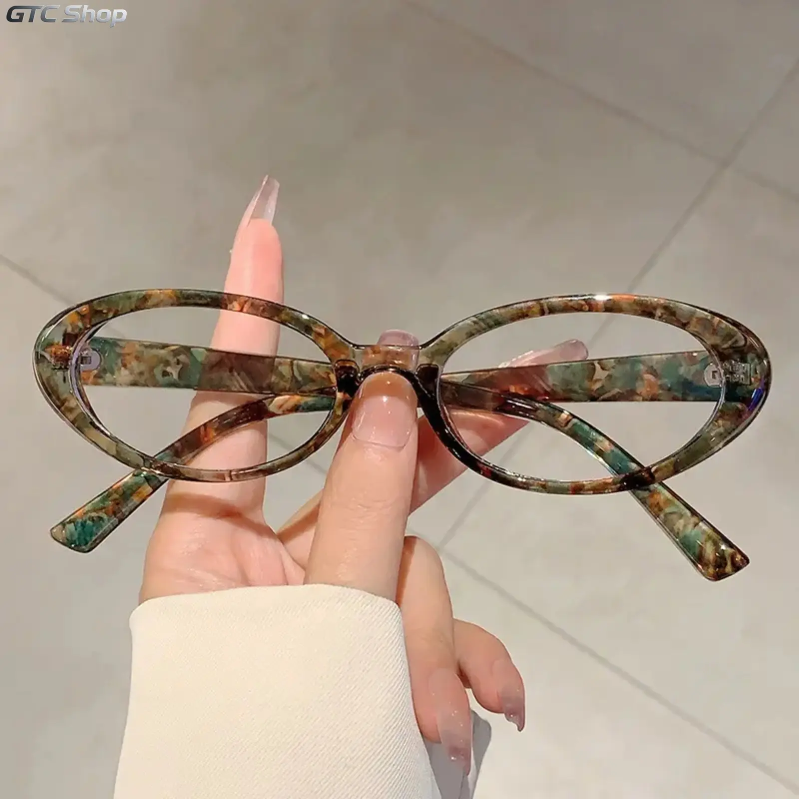 1/5Pack Stylish Oval Frame Non-Prescription Blue Light Filter Eyeglasses, Minimalist Casual Decorative Eyewear Suitable for Indoor Working, Daily Fashion Matching and Light Eye Comfort Use