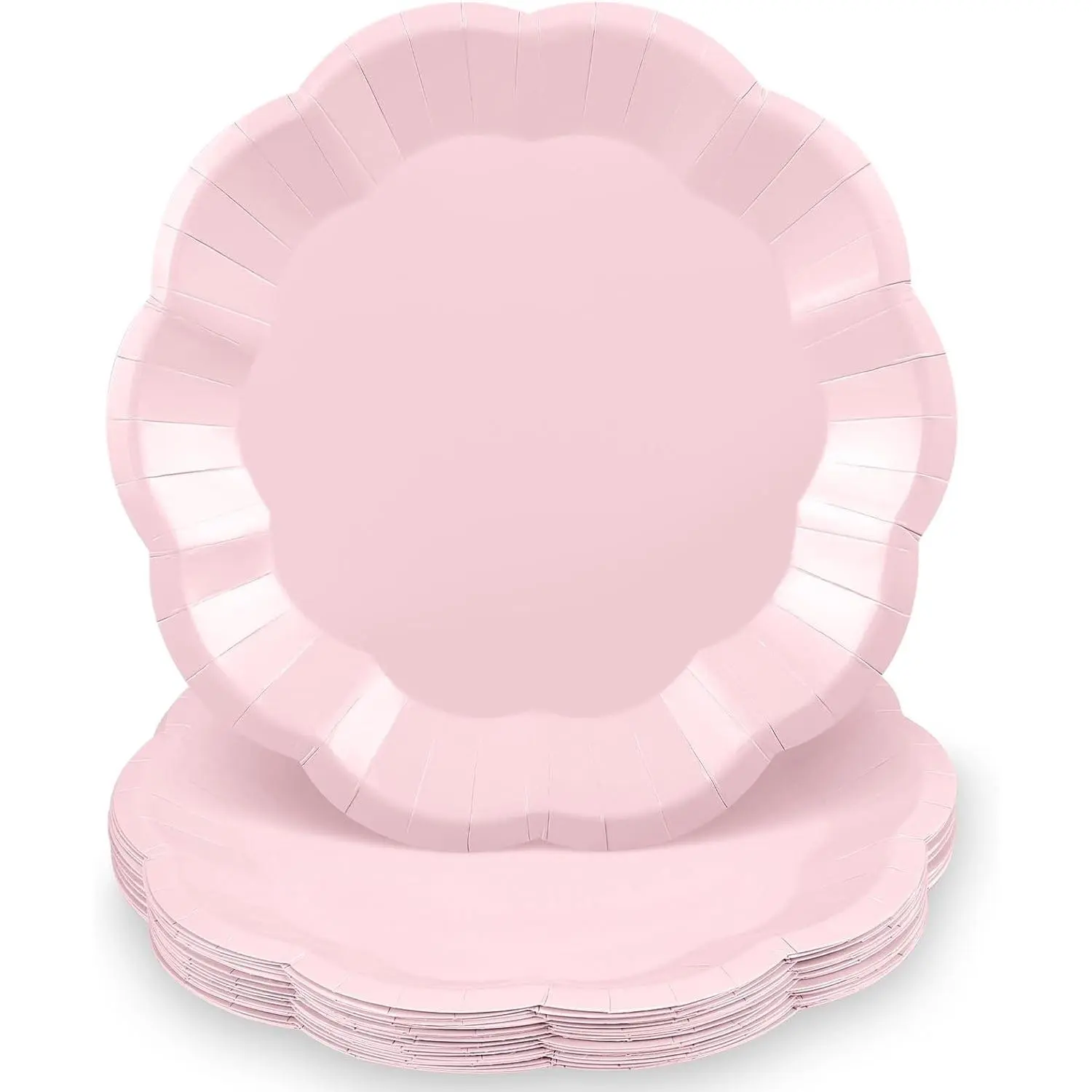 30 Pcs 9 Inch Scalloped Pink Paper Plates Disposable - Dinner Plates for Birthday Party, Wedding, Bridal Shower, Baby Shower, Dessert Cake PartyGift