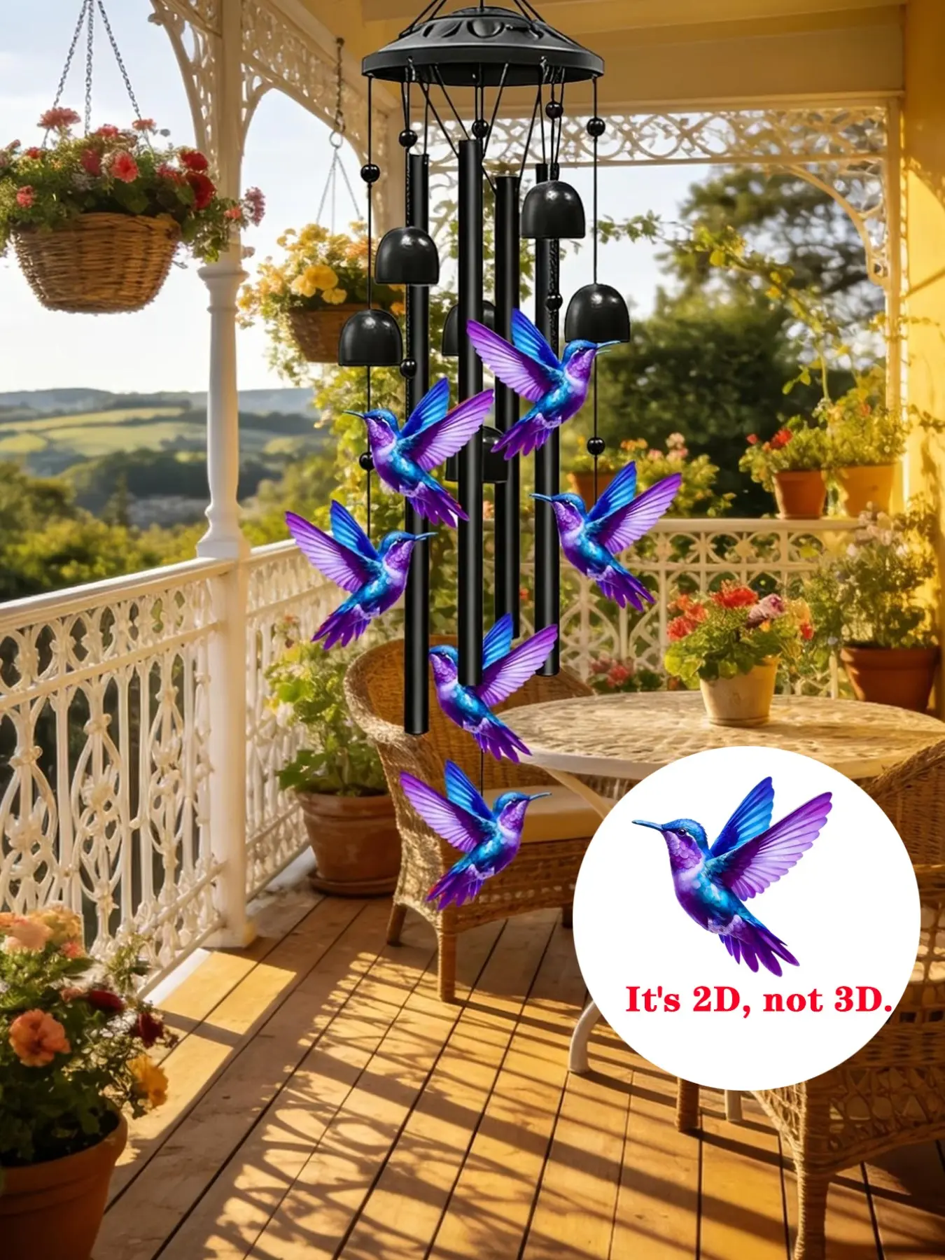 Hummingbird Wind Chime, Decorative Hanging Ornament for Courtyard, Garden, Balcony, Gift for Elders, Grandmothers, Mothers, Sisters