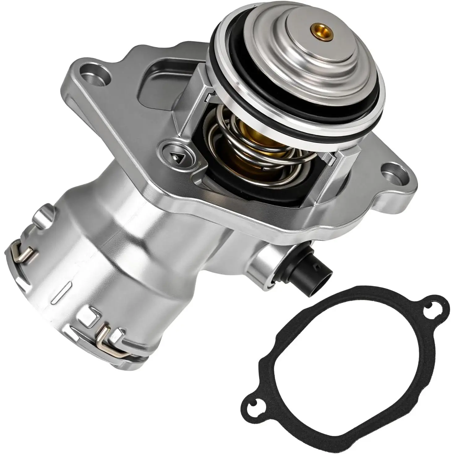 Nilight Crack-Resistant Aluminium Engine Thermostat Housing Assembly Engine Parts with 1 Gasket, 1 Upgrade Automotive Replacement for Mercedes-Benz C230 C250 C300 C350 E300 ML350 R350 S400 SLK300, Replaces 2722000015 2722000115 2722000415 TM45100D