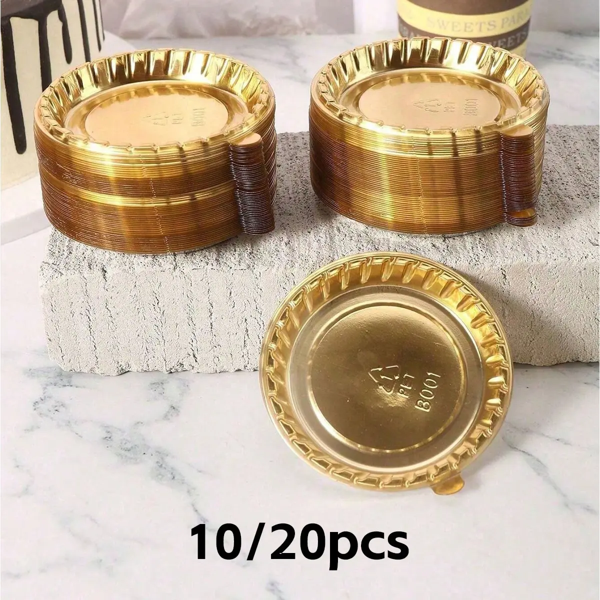 20/10 Pcs Plastic Mini Cake Dessert Trays Plates with Metal Base, Ideal for Cake Decoration and Parties, Durable and Stylish Design, Plastic Plates Set