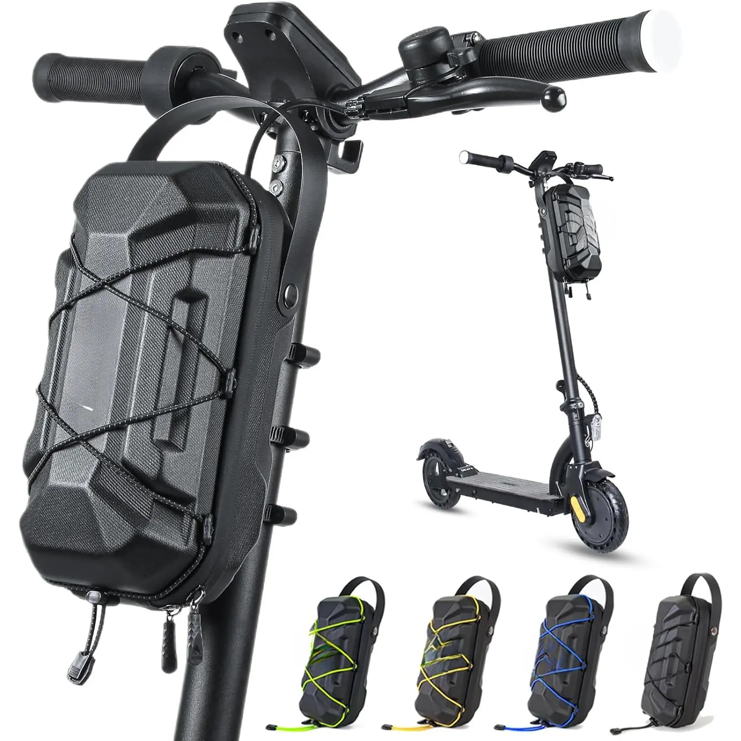 3L Electric Scooter Bag, Waterproof Scooter Storage Bag with Multicolor Drawstrings, 3L Large Capacity Scooters Handlebar Bag, Compatible with Scooters, Bikes, Segway Ninebot and NIU
