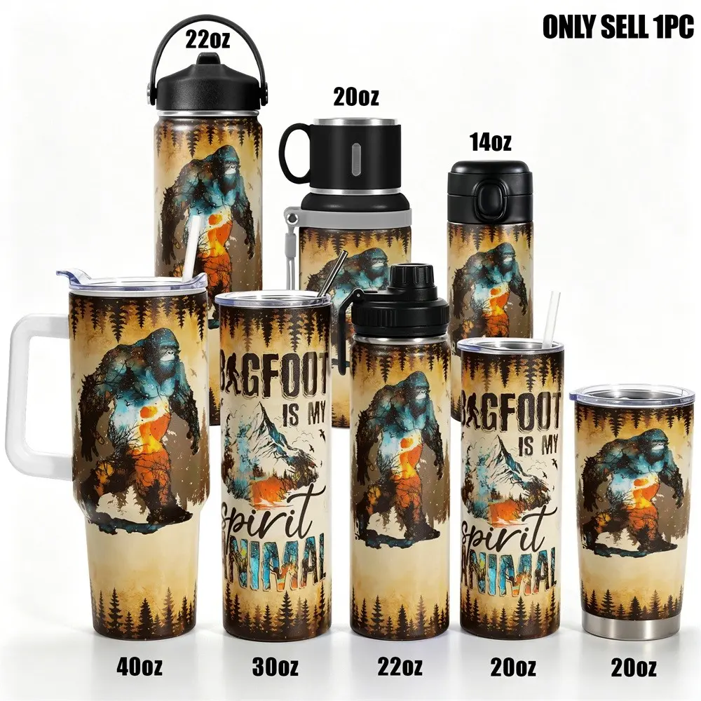 1pc, 40oz Tumbler, Thermo Tumbler, Stainless Steel Tumbler, Insulated Drink Tumbler, Bigfoot Is My Spirit Animal Funny Print, Durable, Gift for Any Occasion, Birthdays, Holidays for Family, Friends, Coworkers, Portable, Funny Dad Tumbler
