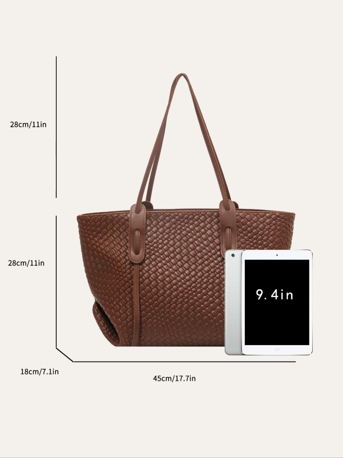 Women's Solid Color Design Tote Bag, Fashionable Large Capacity Shoulder Bag for Daily Life, Casual Trendy Versatile High-quality Daily Commuting Bag, Casual Commuter Bag