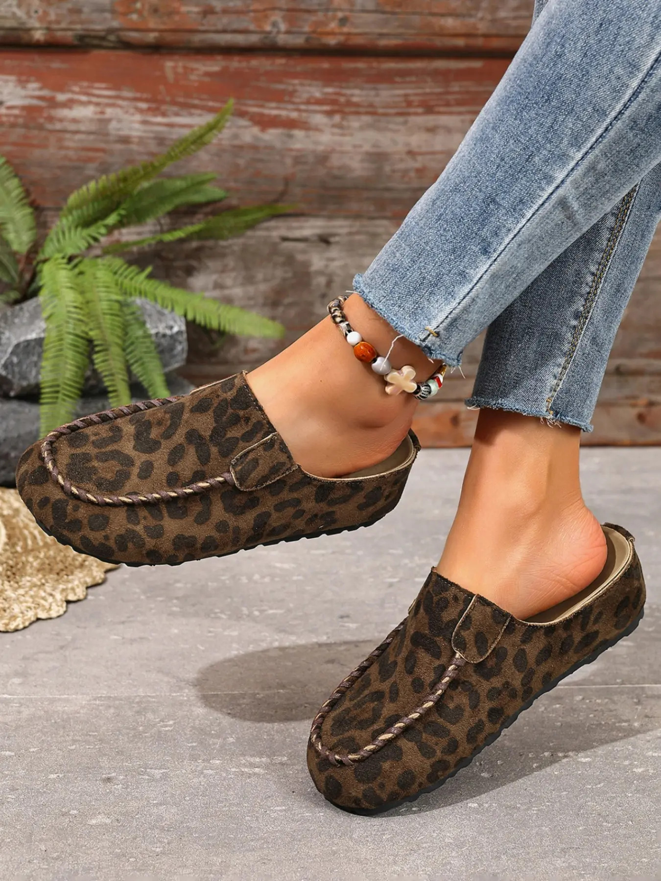 Vintage Mule Slip-On Shoes, PU Leather, Rubber Sole, Plain Design, Casual Style, Comfortable Daily Wear, Casual Mules, Perfect for All
