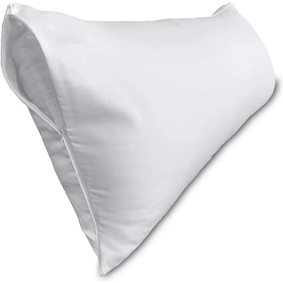 Pillow Cover,     Pillow Pillowcase- White Pillow Case with Double Zipper Fitted, Breathable & Ultra Soft/600 Thread Count Covers for Easy Care, 20x54, 1 Pack