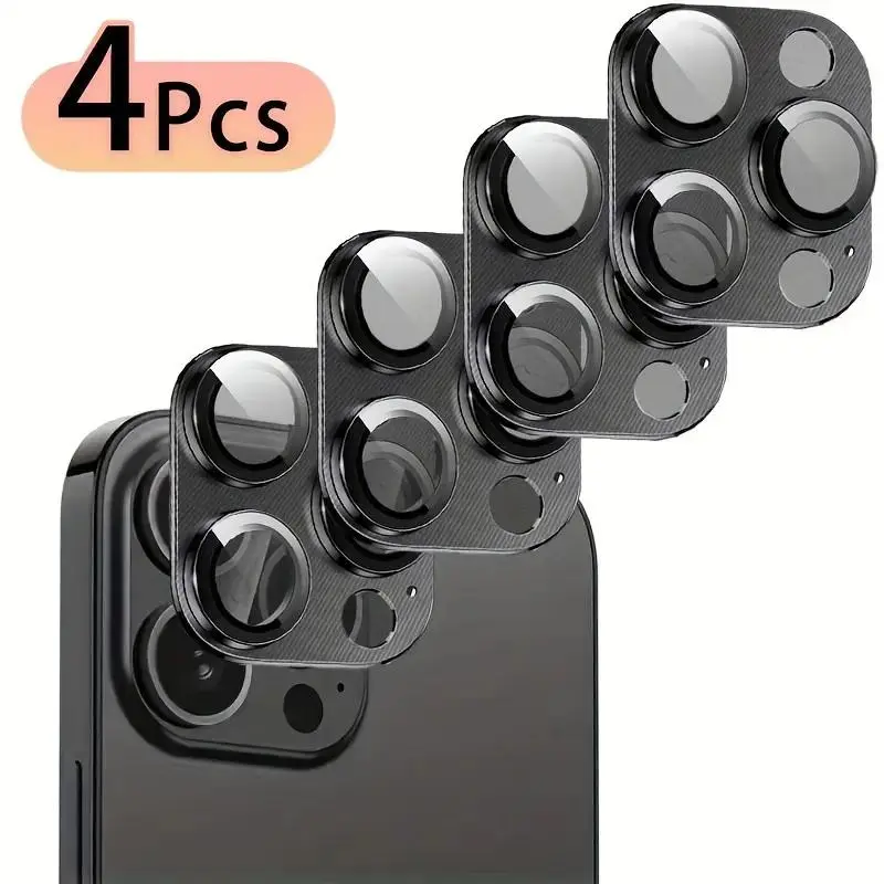 4-Pack iPhone 17 Camera Lens Protectors with Multi-Color Aluminum Alloy Frame, HD Tempered Glass, Anti-Scratch Resin Accessories, Sports & Outdoor Protective Guard