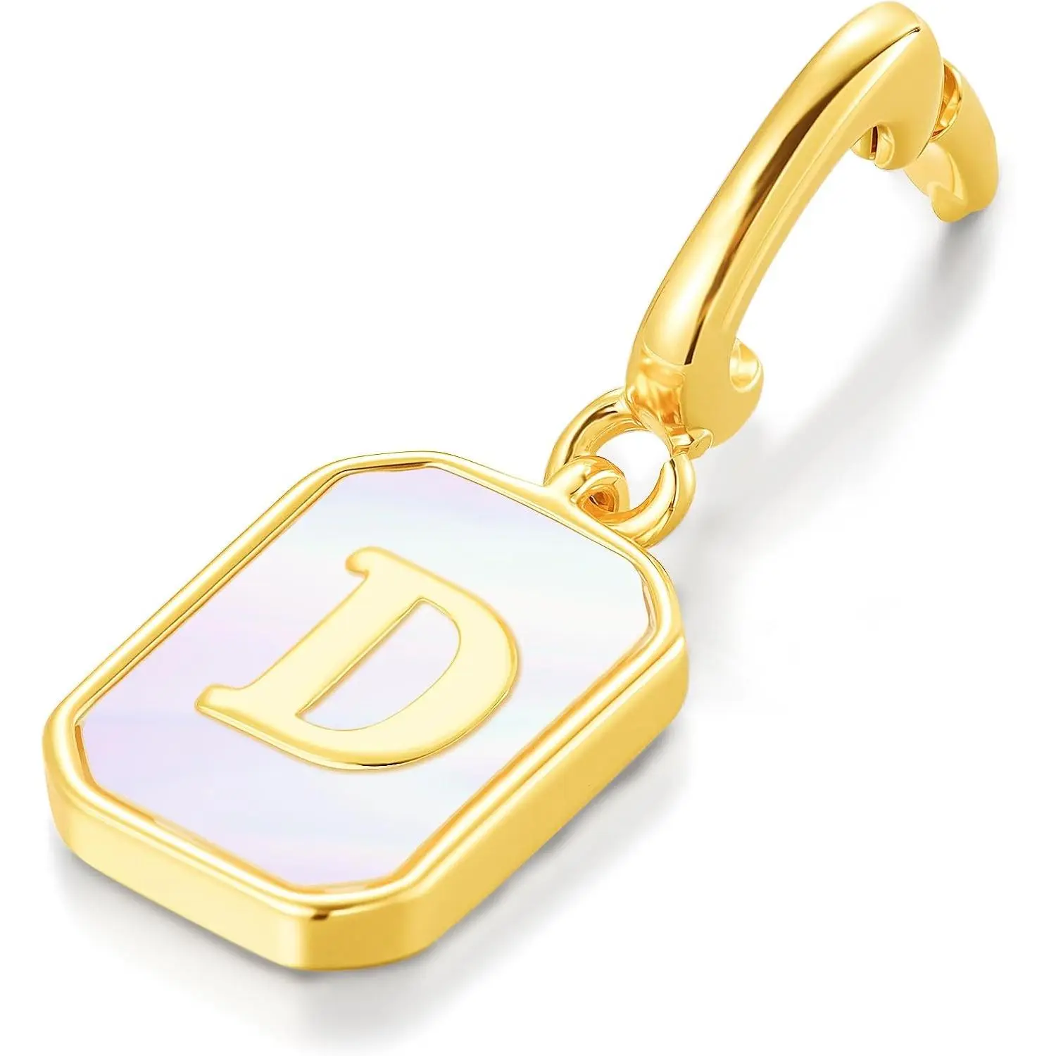 Initial Letter Charms with Clasp, Modern Rectangle Alloy Metal Alphabet Pendants for Women's Daily Wear DIY Necklace and Bracelet, Easy Install, Invisible Clip, Female Charm
