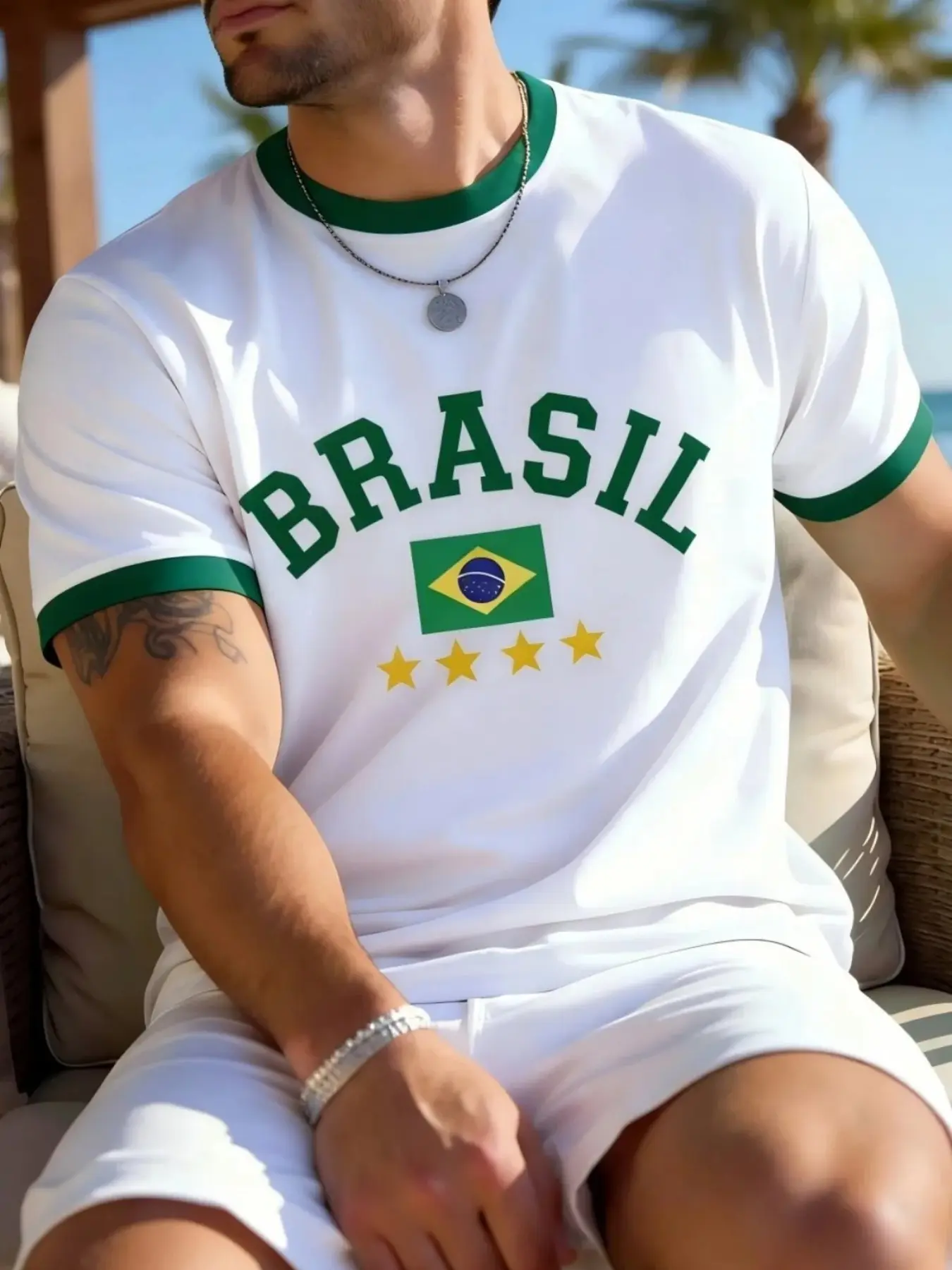 Summer Breathable Quick-Dry Short Sleeve T-Shirt, Brazil Fan 3D Print, Casual Loose Fit, Unisex, All Seasons, Multiple Scenes