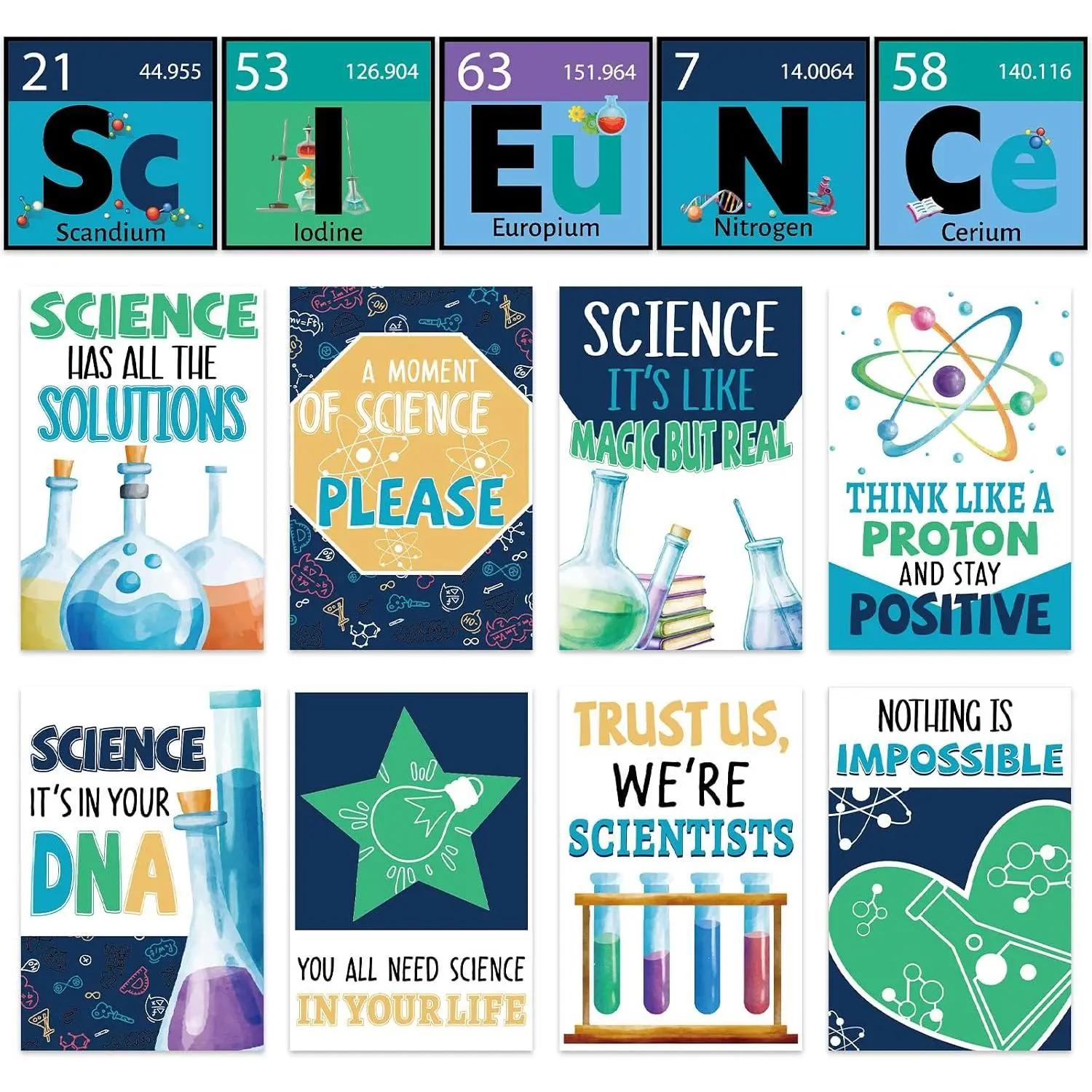 Science Bulletin Board Set Science Posters Banner Classroom Decoration Scientist Classroom Wall Decorations for Teachers Science Lab Cutouts Bulletin Board Decor School Office Supplies